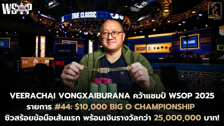 Veerachai Vongxaiburana คว้าแชมป์ WSOP 2025 รายการ #44: $10,000 Big O Championship